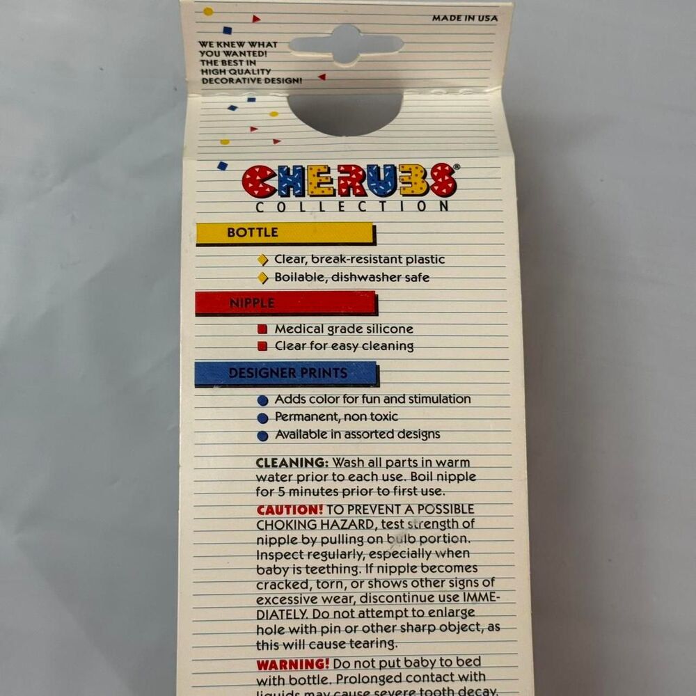 VINTAGE AUTHENTIC NEW IN BOX Playtex Cherubs 1992 baby bottle 4oz - Picture 7 of 8